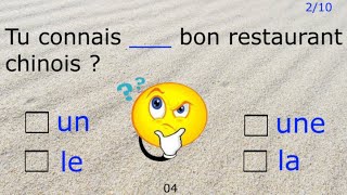 🇫🇷 A1A2  10 FRENCH Grammar questions  definite amp indefinite articles  masculine feminine [upl. by Lerim]