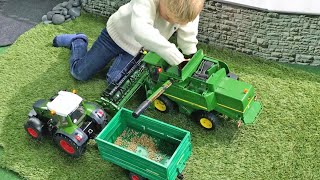 Exciting Farm Day  BRUDER John Deere Tractor amp Combine Harvester in Action  Bruder Toys Adventure [upl. by Novelc]