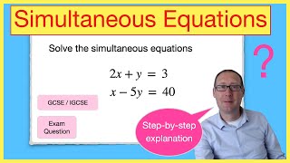 Solve simultaneous equations  GCSE [upl. by Binnings]