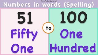 Fifty one to hundred spelling  Number names 51 to100  numbers in words 51 to 100  count 51 to 100 [upl. by Beaver]