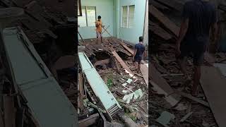 Giant Demolition of 100 Year Old House Destroyed by Typhoon for Wood Recycling Akie The Carpenter 3 [upl. by Ajiam]