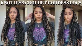 EASY Knotless Crochet GoddessBoho Locs in 4HRS  Detailed Knotless Soft Locs  SharronReneé [upl. by Alesig]