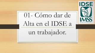 01 Cómo dar de Alta en el IDSE a un trabajador [upl. by Jaella]