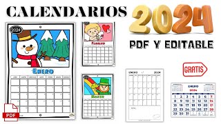 Calendario 2024 para imprimir gratis PDF Y EDITABLE [upl. by Ysabel]