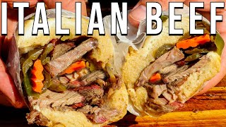 Smoked Chuck Roast Italian Beef Sandwich in the Pellet Smoker [upl. by Kutzer974]