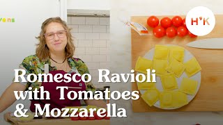 5Minute Romesco Ravioli with Tomatoes and Mozzarella [upl. by Daiz]