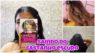 Testando a nova  L’Oréal casting creme 632  SAINDO DO CASTANHO ESCURO  Ombré hair em casa [upl. by Joyce]