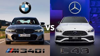 2024 BMW M340i xDrive vs MercedesAMG C43  Sports Sedan Kings Compared [upl. by Lessur]