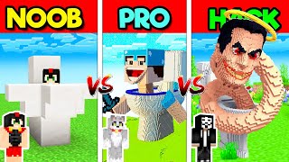 Construimos SKIBIDI TOILET NOOB vs PRO vs HACK en Minecraft [upl. by Kcyrred45]