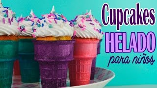 Receta de cupcakes helado para niños  Icecream cupcakes [upl. by Craig497]