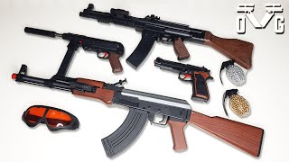 Realistic Airsoft Gun Set AK47 amp STG 44 Militant RiflesMP40 Submachine Beretta Handgun Pistol Toy [upl. by Sherwood]