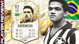 FIFA 22 MID ICON GARRINCHA PLAYER REVIEW  92 MID ICON GARRINCHA REVIEW  FIFA 22 ULTIMATE TEAM [upl. by Huberman]