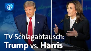 TVDuell zwischen Trump und Harris Erst Handschlag dann harte Attacken [upl. by Nnywg]