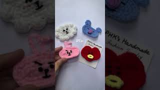 Crochet BT21 HairClips Cooky Ta Ta RJ Koya Link in the comment crochet bts btsarmy hairclip [upl. by Irrot]