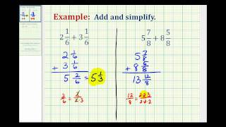 Ex Add Mixed Numbers with Like Denominators [upl. by Eihs]