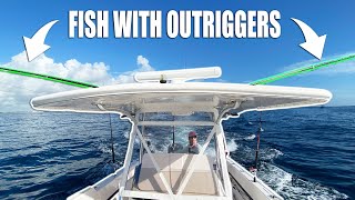 How To Fish with Outriggers Full trolling spread for offshore fishing [upl. by Jamey]