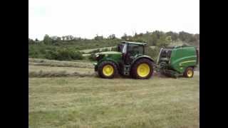 John Deere 6150R avec Round Baller John Deere 990 [upl. by Creight429]