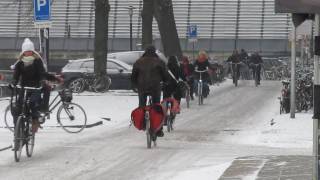 Cycling in the snow Utrecht Netherlands 103 [upl. by Cia]