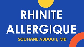 TRAITEMENT DE LA RHINITE ALLERGIQUE [upl. by Sihtam]