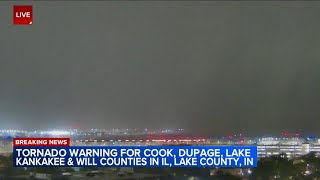 Possible tornado caught on camera near OHare Airport [upl. by Nonnarb]