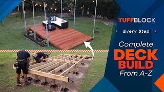 How To Build A Floating Deck  Start To Finish On A Sloping Yard Using TuffBlock Deck Blocks [upl. by Eckart]