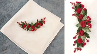 Simple Handkerchief Embroidery for Beginners  How to Embroider on Handkerchief  Miss Embroidered [upl. by Tarrant]