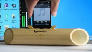 SpeakaBoo  The ecofriendly acoustic bamboo speaker amplifier sound test with iPhone 4mpg [upl. by Beebe]