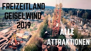 Freizeitland Geiselwind 2019 Alle Attraktionen Achterbahnen [upl. by Inalaehon]