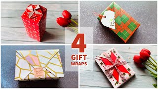 4 Elegant Gift Wrapping Ideas  DIY Gift Packing Ideas for Teachers Day  Creative Gift Wraps [upl. by Munford]