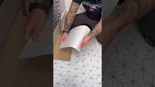 How To Cut Vinyl Tiles Like A Pro diy shorts [upl. by Radnaskela]