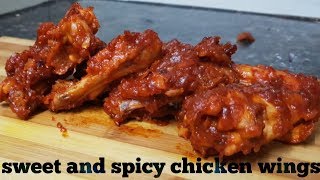 BAKED Sweet and Spicy chicken wingsbbq wingsrecipe [upl. by Nywled]