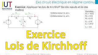 Exercice 1  Étude dun circuit électrique en régime continu lois de Kirchhoff [upl. by Leahcar]