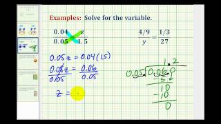 Examples Solving Proportions Involving Decimals and Fractions [upl. by Kathrine630]