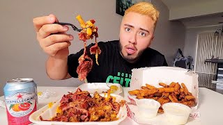 CHILI CHEESE PASTRAMI FRIES MUKBANG [upl. by Riebling848]