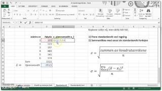 Regne ut standardavvik i excel ved regning [upl. by Angus403]