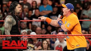 Watch the uncut war of words between John Cena and Roman Reigns Raw Aug 28 2017 [upl. by Orling]