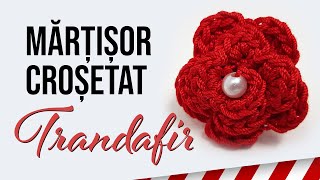 Trandafir mic crosetat floare decorativa martisor crosetat floare tutorial [upl. by Suoirred743]