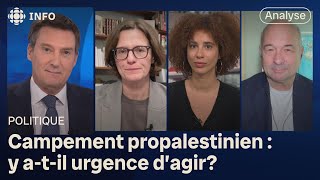 Panel politique  un campement propalestinien sinstalle à lUQAM [upl. by Enirual]