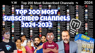 Top 200 Most Subscribed Channels 20242032 V2 [upl. by Anonyw]