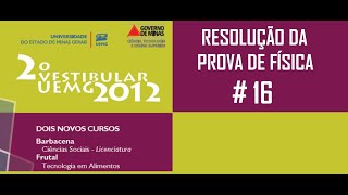 Resolução da prova de FÍSICA – UEMG – 20122 – Questão16 [upl. by Notyep]