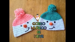 Gorro tejido muñeco de nieve crochet en todas las tallas [upl. by Winne244]