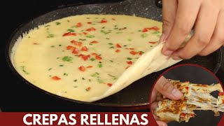 Crepas rellenas todo lo que necesitas es un sarten y el desayuno o cena esta listo  Receta fácil [upl. by Anwadal]