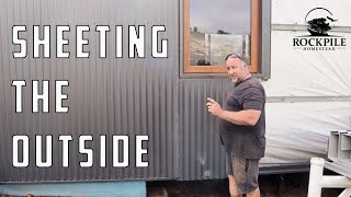 Starting the external Colorbond cladding  Couple build off grid house [upl. by Reid374]