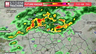 Watch  Live radar forecast track as storms move through north Georgia [upl. by Ynafets]