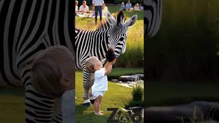 A zebra came from the forest playing with a little boy 🦓🌳👦 [upl. by Nikolaos]