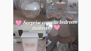 SURPRISE BEDROOM MAKEOVER COQUETTE PART 2 🩷🎀 [upl. by Airotal254]