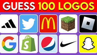 Guess the Logo in 3 Seconds  100 Famous Logos  Logo Quiz 2023 [upl. by Oakie]