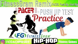 2019 FitnessGram Practice 20m Pacer with Push Up and Curl Up Cadence [upl. by Sissel]