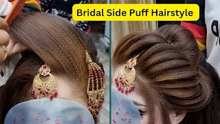 Bridal High Side Puff Hairstyle ★ Easy Lines Variation [upl. by Salba]