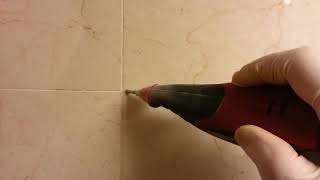 HYDE Regrout electric tool Unsanded grout on shower walls removal [upl. by Jehanna524]